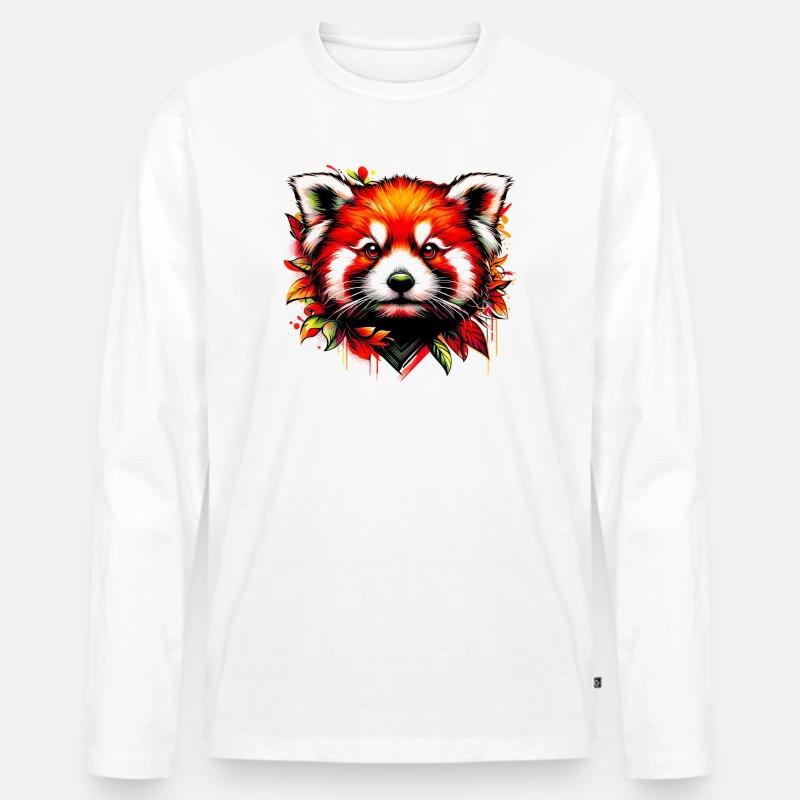 Kleiner Panda - Männer Premium Bio Langarmshirt - Weiß