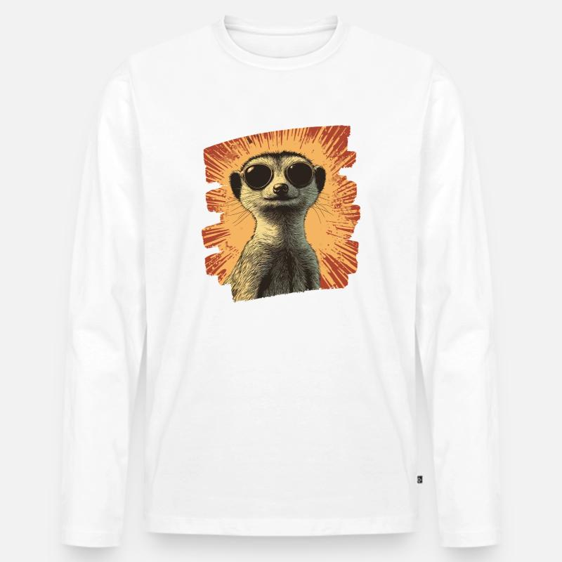 Erdmännchen Retro - Männer Premium Bio Langarmshirt - Weiß