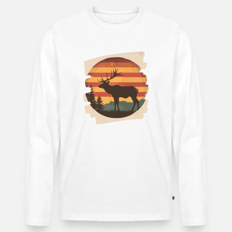Elch Retro - Männer Premium Bio Langarmshirt - Weiß