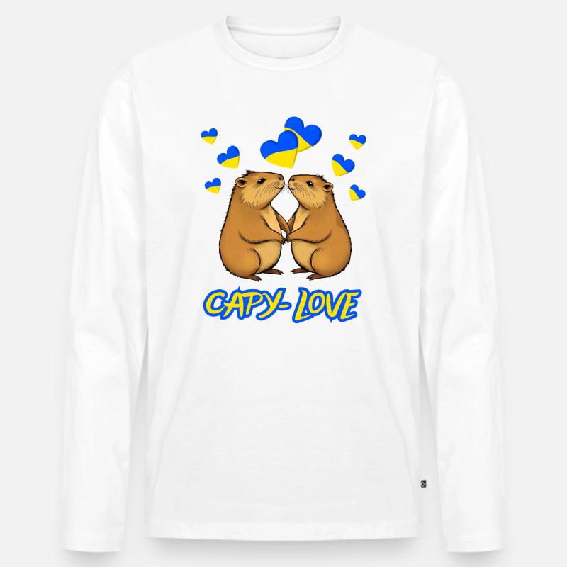 Capy - Love, Capybara - Männer Premium Bio Langarmshirt - Weiß