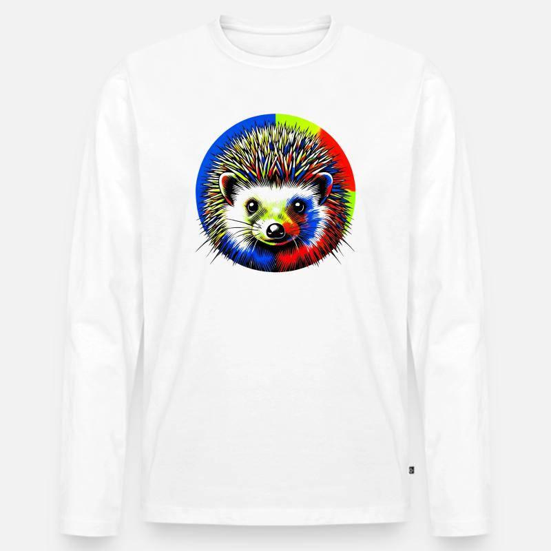 Igel - Männer Premium Bio Langarmshirt - Weiß