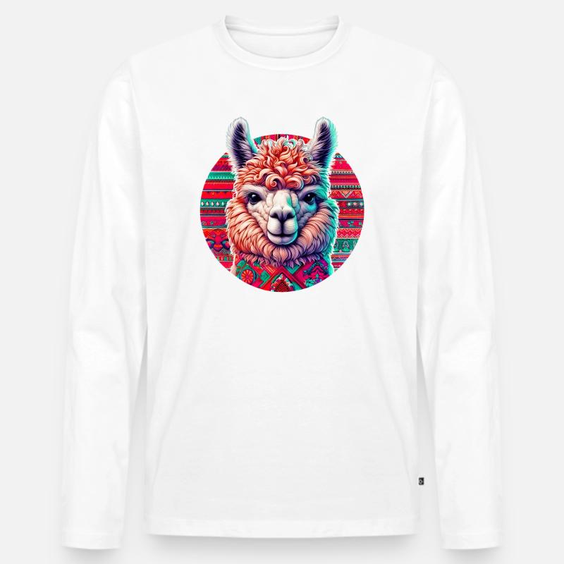 Alpaka - Männer Premium Bio Langarmshirt - Weiß