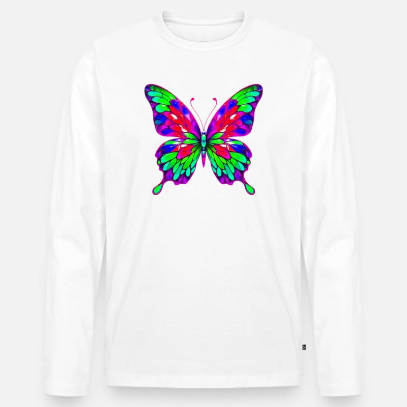 Schmetterling - Männer Premium Bio Langarmshirt - Weiß