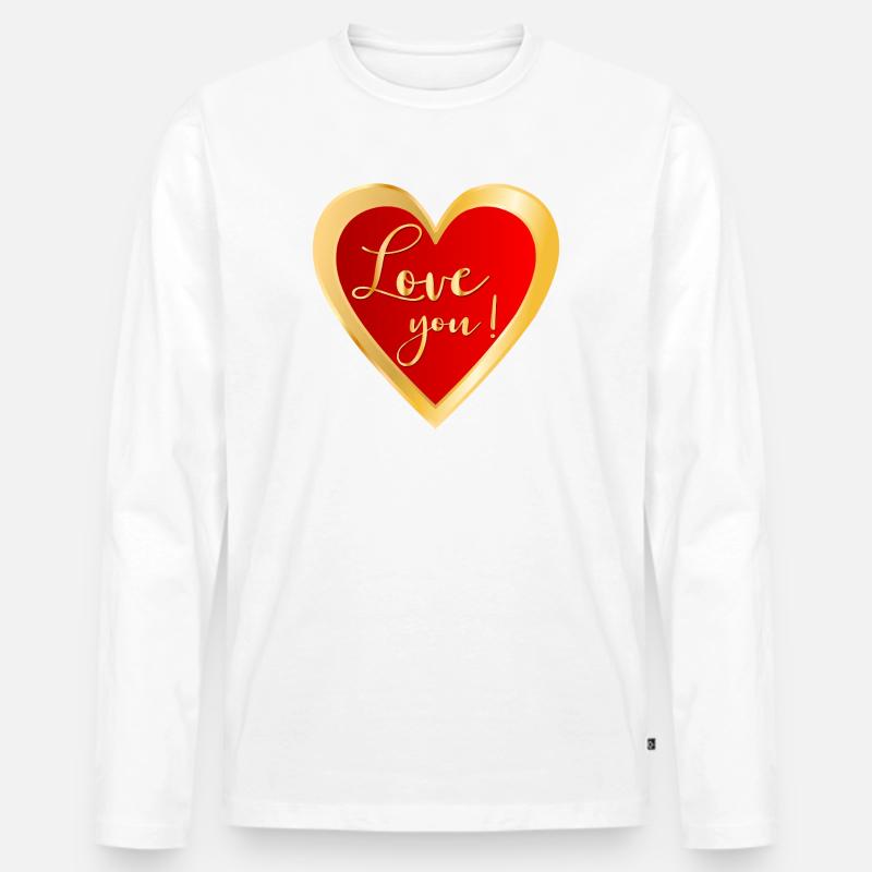 Ich liebe dich Herz - Männer Premium Bio Langarmshirt - Weiß