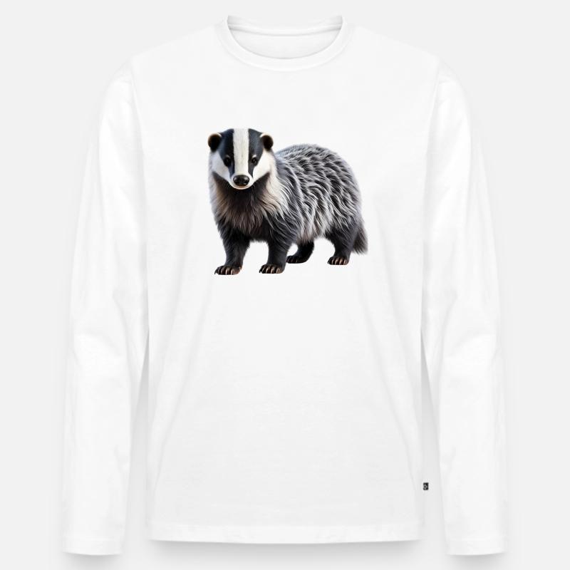 Dachs - Männer Premium Bio Langarmshirt - Weiß