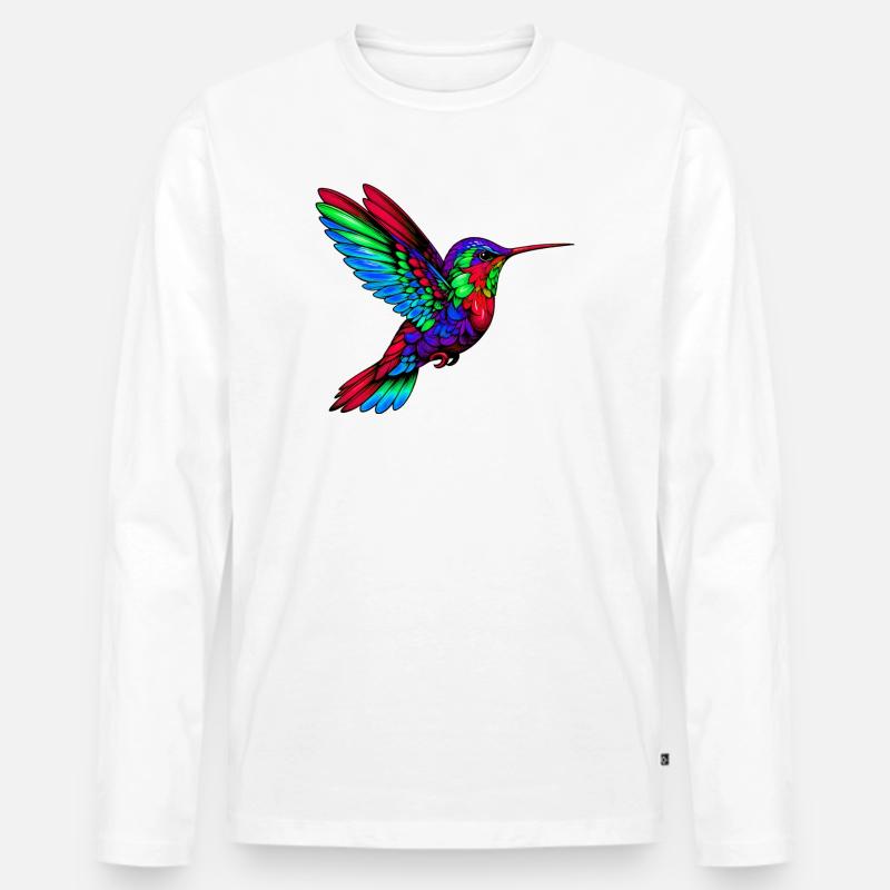 Kolibri - Männer Premium Bio Langarmshirt - Weiß