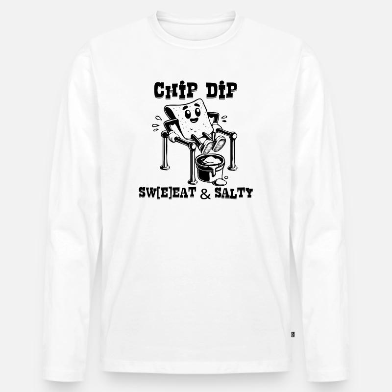 ChipsDip_BW - Männer Premium Bio Langarmshirt - Weiß