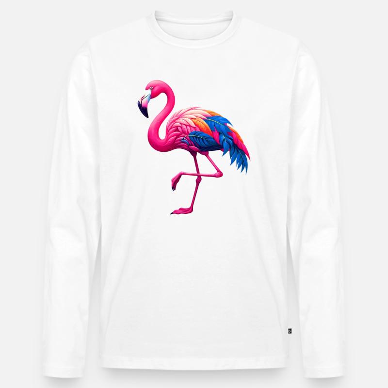 Flamingo - Männer Premium Bio Langarmshirt - Weiß