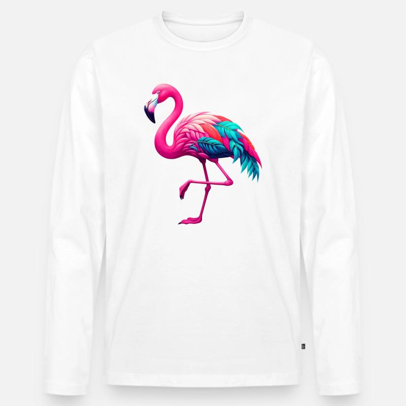 Flamingo - Männer Premium Bio Langarmshirt - Weiß