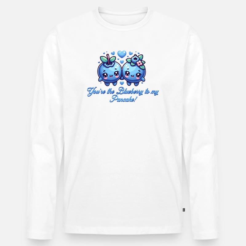 Süßes Design mit Blaubeeren - Männer Premium Bio Langarmshirt - Weiß