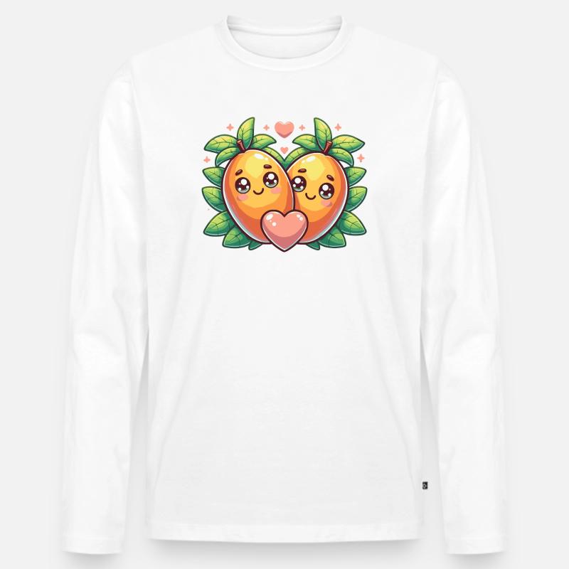 Süßes Mango Design - Paar Geschenk - Männer Premium Bio Langarmshirt - Weiß