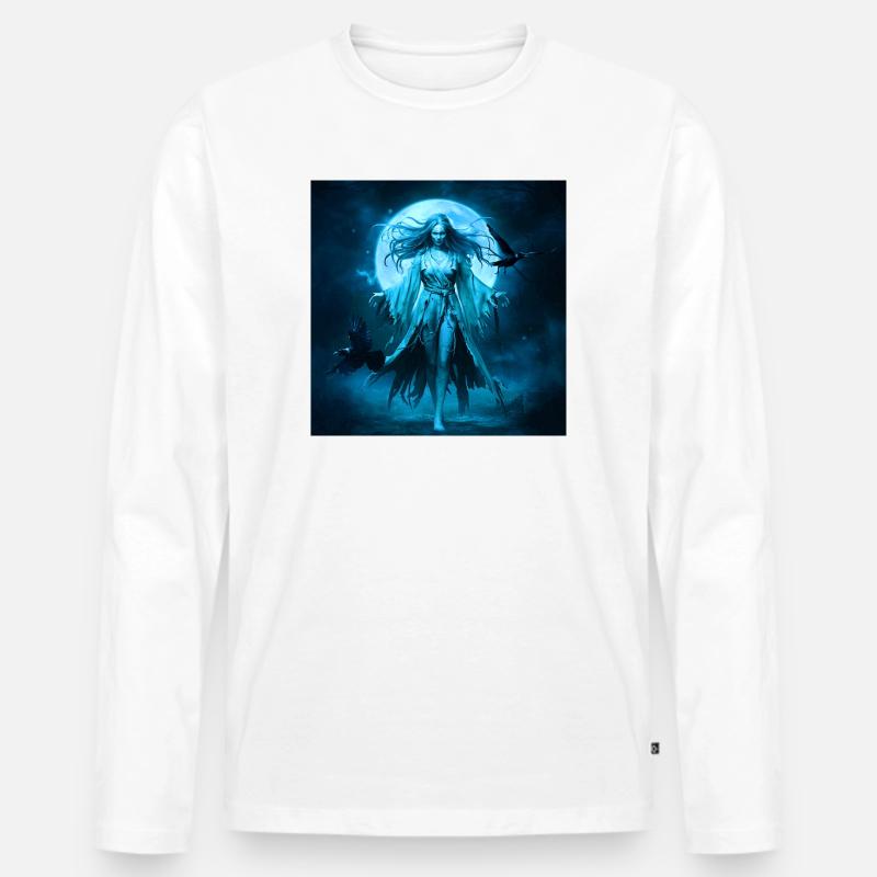 Todesfee, Kolkrabe, Monde - Männer Premium Bio Langarmshirt - Weiß
