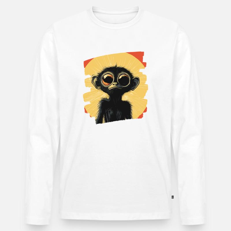 Spinnenaffe Retro - Männer Premium Bio Langarmshirt - Weiß