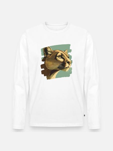 Lion from mountain Retro - Men's Premium Organic Long Sleeve Shirt - white
