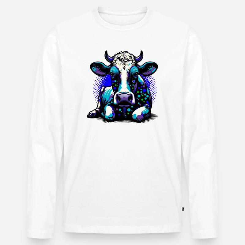 Kuh - Männer Premium Bio Langarmshirt - Weiß