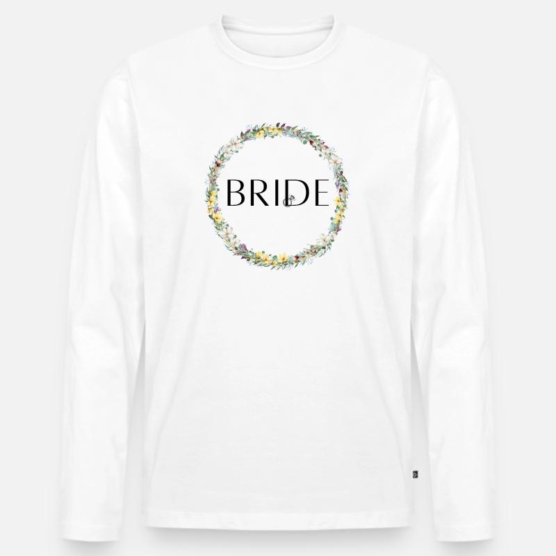 Team Bride ! Blumenkranz Personalisierbar - Männer Premium Bio Langarmshirt - Weiß