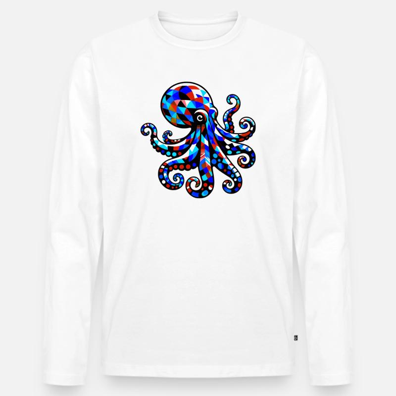 Krake - Männer Premium Bio Langarmshirt - Weiß