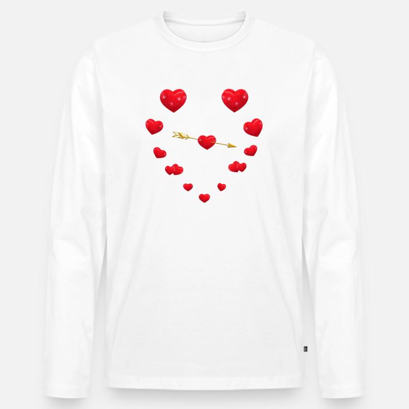 Liebevolles Herz-Design mit Pfeil - Männer Premium Bio Langarmshirt - Weiß