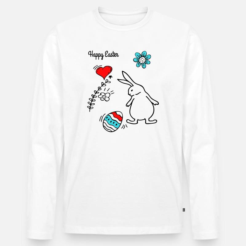 Happy Easter - Männer Premium Bio Langarmshirt - Weiß