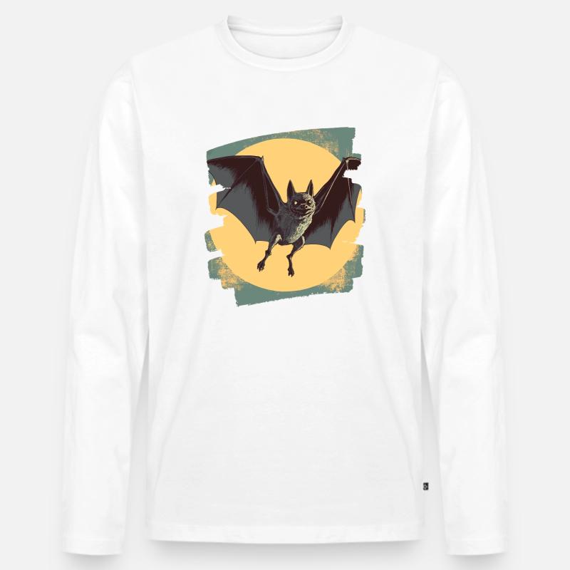 Fledermaus Retro - Männer Premium Bio Langarmshirt - Weiß