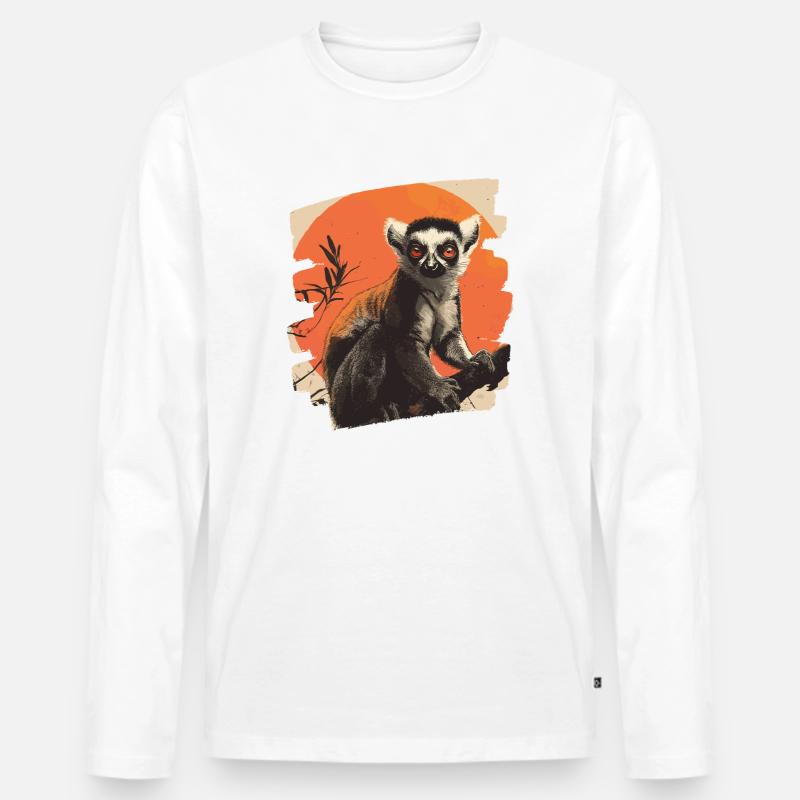 Lemur - Männer Premium Bio Langarmshirt - Weiß