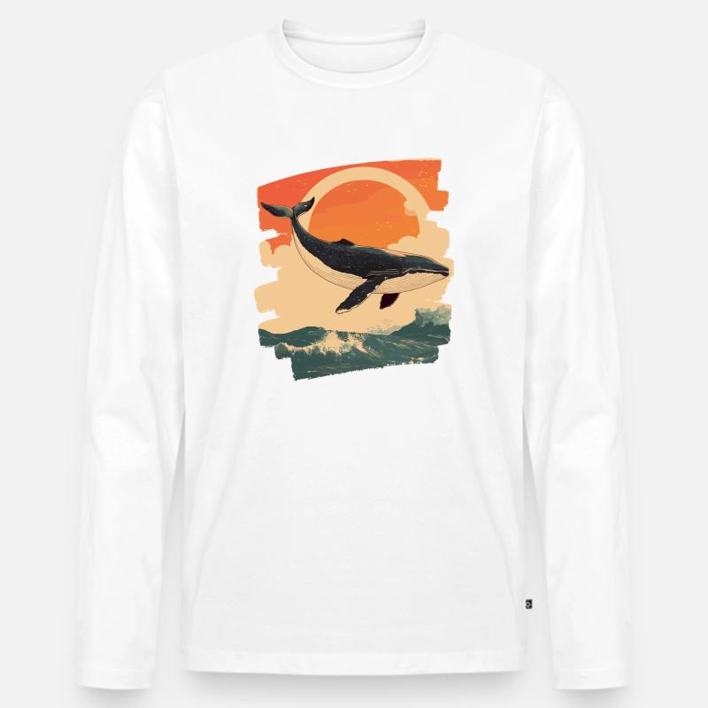 Walfisch - Männer Premium Bio Langarmshirt - Weiß