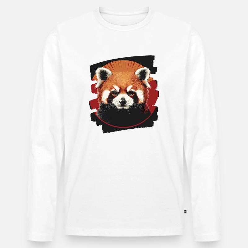 Roter Panda Retro - Männer Premium Bio Langarmshirt - Weiß