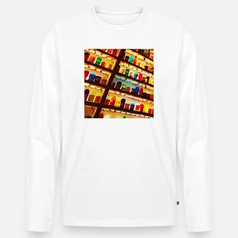 Bunte Flaschen - Männer Premium Bio Langarmshirt - Weiß
