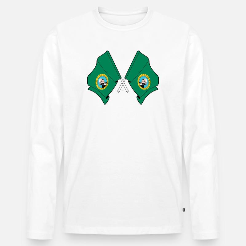 Zwei Flaggen durchquerten Washington - Männer Premium Bio Langarmshirt - Weiß