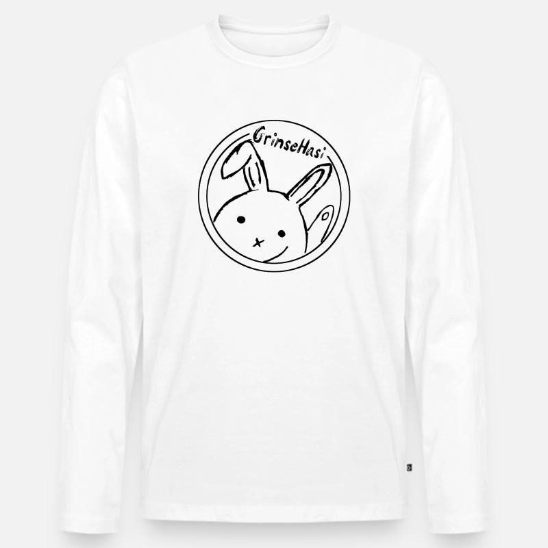 GrinseHasi - Männer Premium Bio Langarmshirt - Weiß