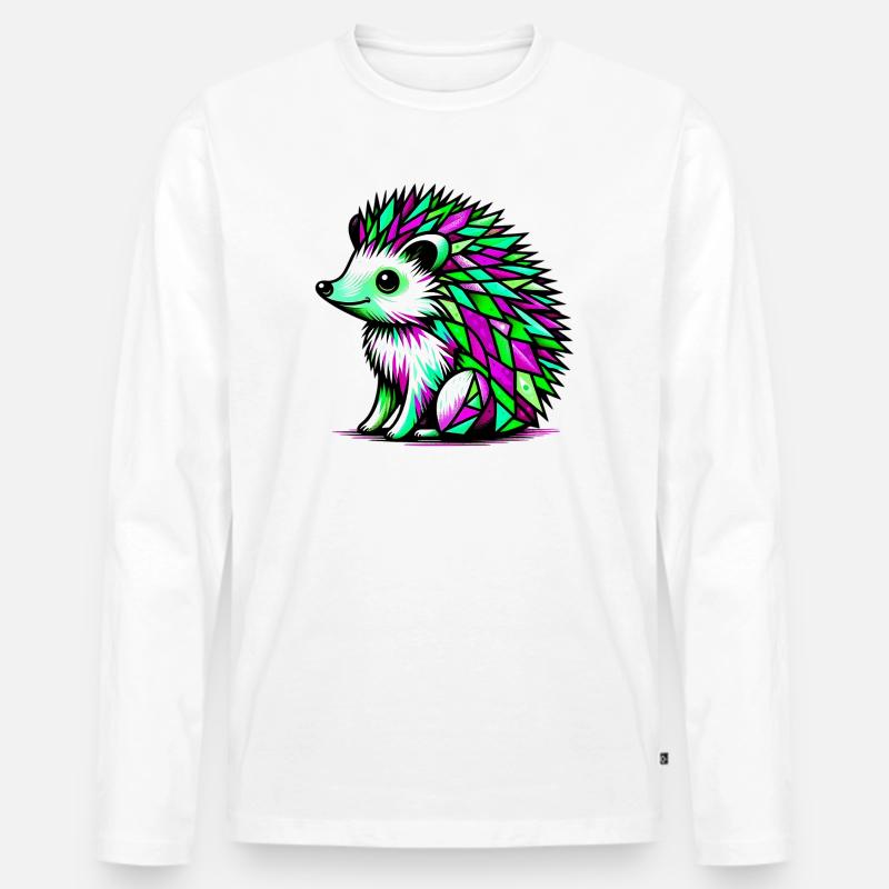 Igel - Männer Premium Bio Langarmshirt - Weiß