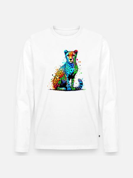 Cheetah - Men's Premium Organic Long Sleeve Shirt - white
