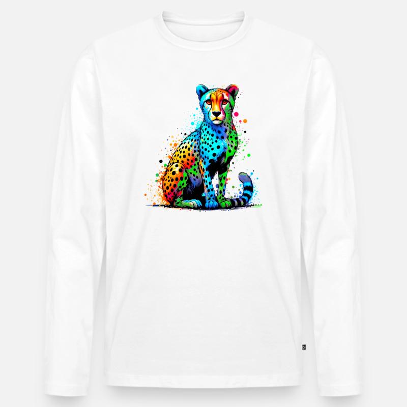Gepard - Männer Premium Bio Langarmshirt - Weiß
