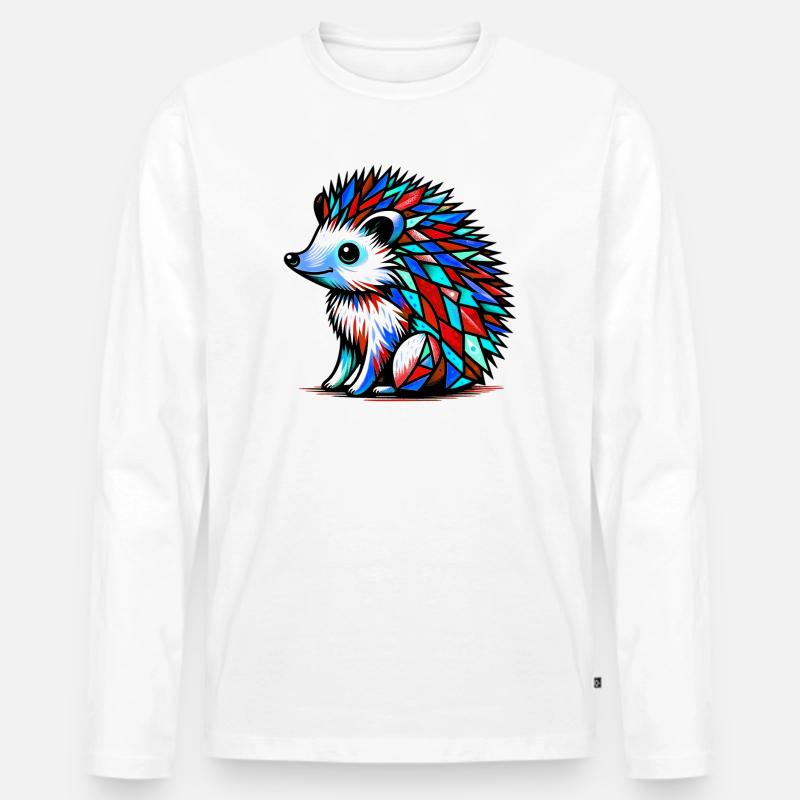 Igel - Männer Premium Bio Langarmshirt - Weiß