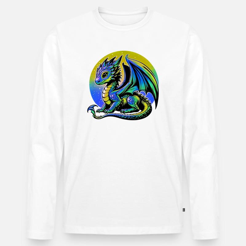 Drache - Männer Premium Bio Langarmshirt - Weiß