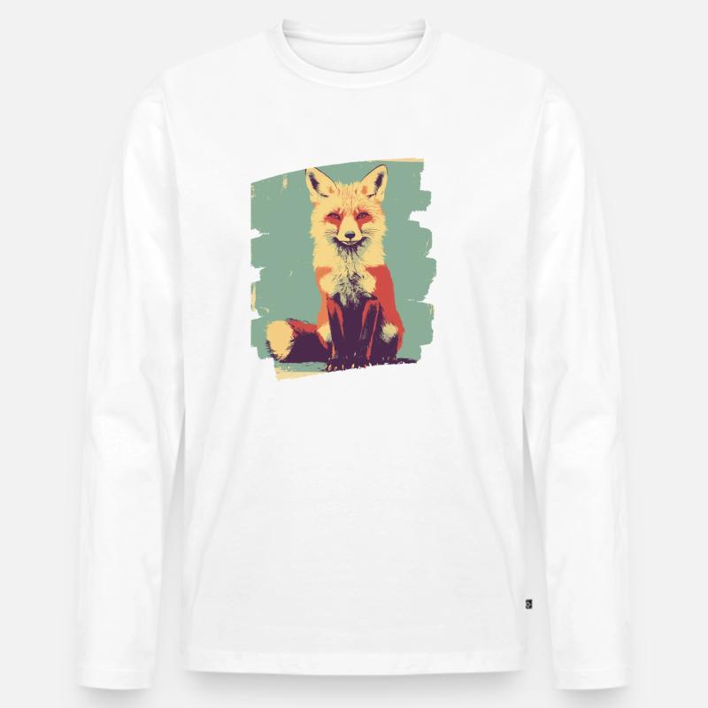 Fuchs Retro - Männer Premium Bio Langarmshirt - Weiß