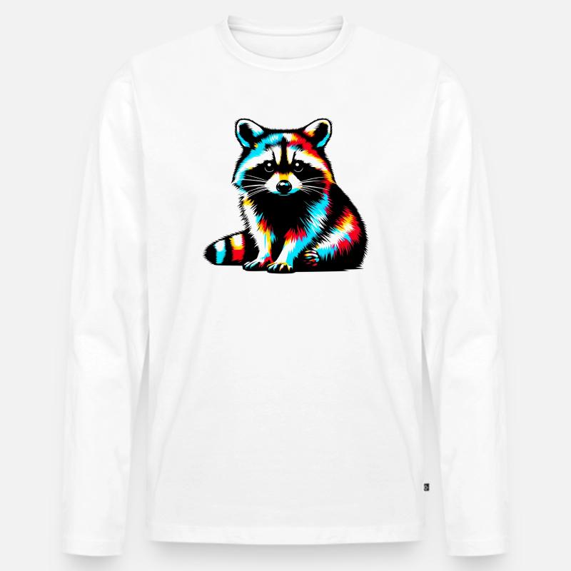 Waschbär - Männer Premium Bio Langarmshirt - Weiß