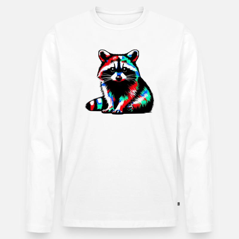 Waschbär - Männer Premium Bio Langarmshirt - Weiß