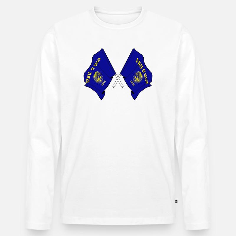 Zwei Flaggen durchquerten Oregon - Männer Premium Bio Langarmshirt - Weiß