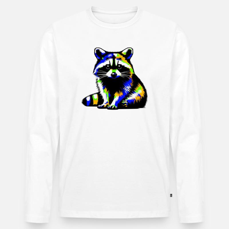 Waschbär - Männer Premium Bio Langarmshirt - Weiß