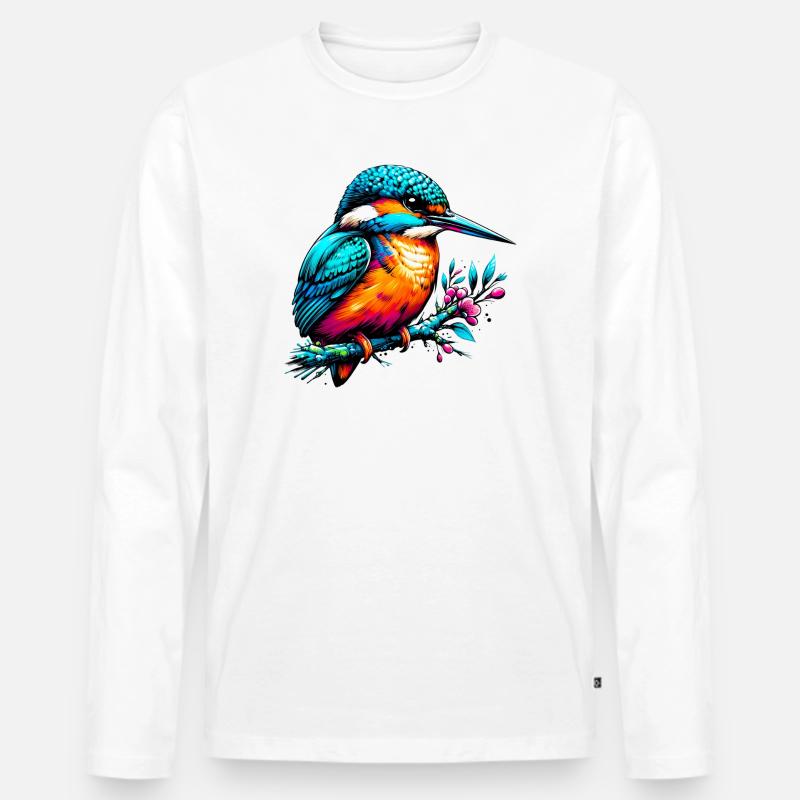 Eisvogel - Männer Premium Bio Langarmshirt - Weiß