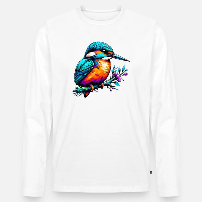 Eisvogel - Männer Premium Bio Langarmshirt - Weiß