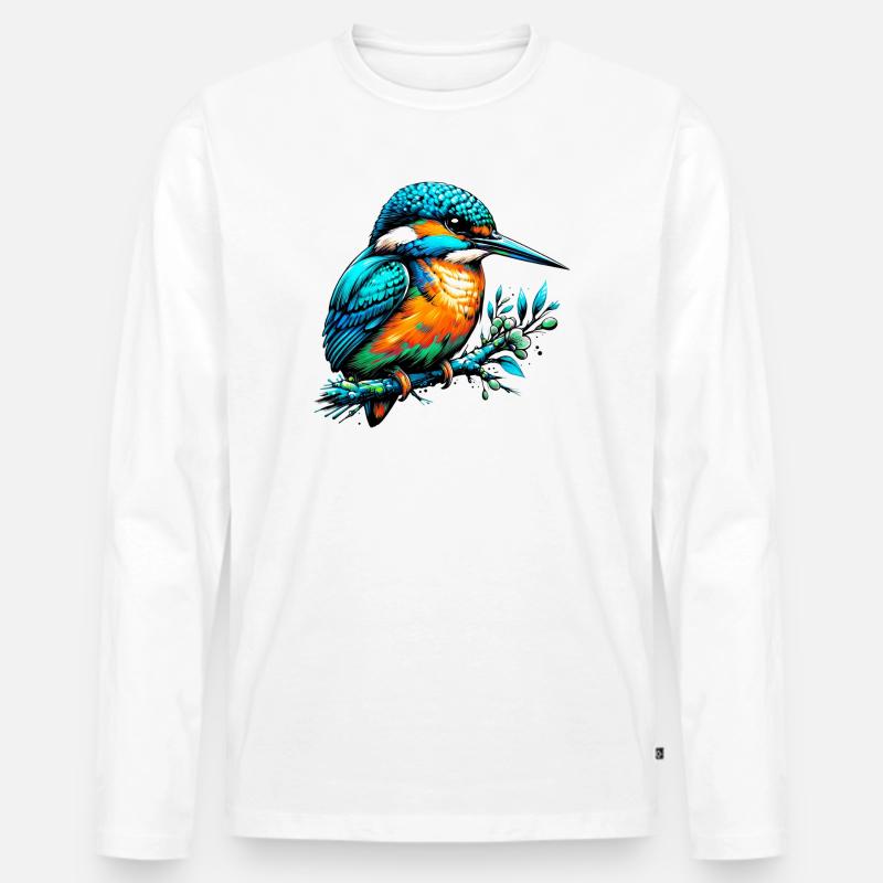 Eisvogel - Männer Premium Bio Langarmshirt - Weiß