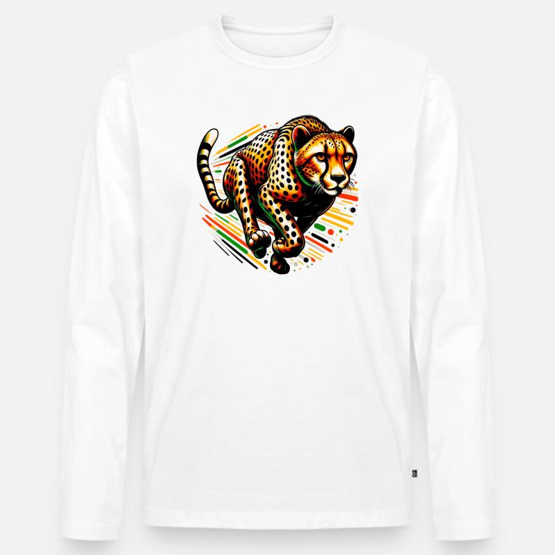 Gepard - Männer Premium Bio Langarmshirt - Weiß