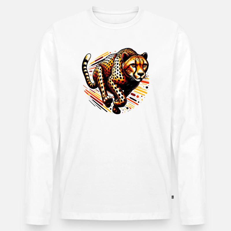 Gepard - Männer Premium Bio Langarmshirt - Weiß