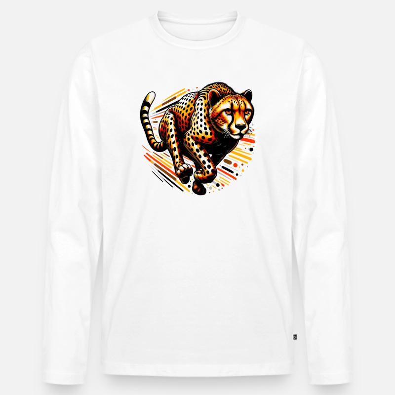 Gepard - Männer Premium Bio Langarmshirt - Weiß