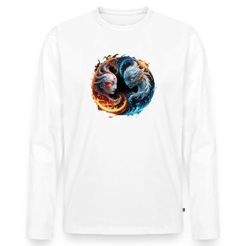 Elementare Harmonie, Yin und Yang der Natur. - Männer Premium Bio Langarmshirt - Weiß - Vorne - Nico (187cm)