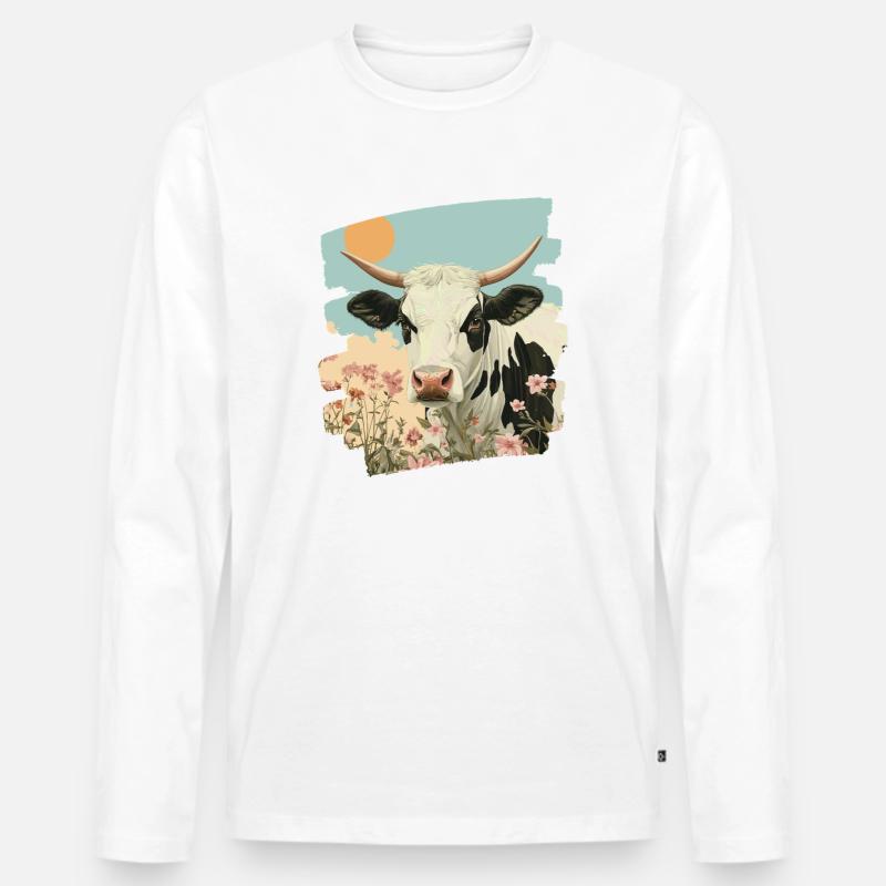 Kuh Bauer - Männer Premium Bio Langarmshirt - Weiß