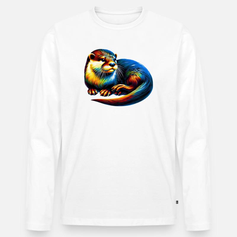 Otter - Männer Premium Bio Langarmshirt - Weiß