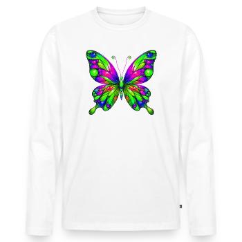 Butterfly - Men's Premium Organic Long Sleeve Shirt - white - Front - Nico (187cm)